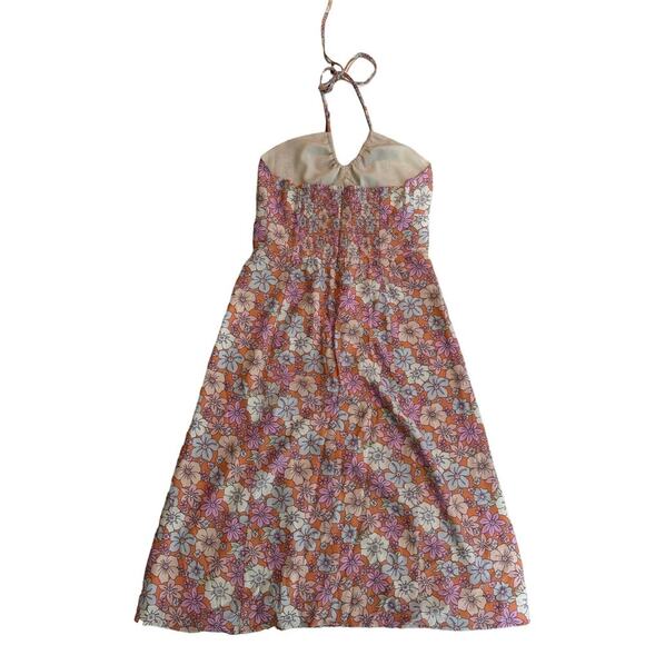 Aritzia Sunday Best Pastel Floral Dress Midi Thigh Slit Pink Orange Size Small - Picture 3 of 10